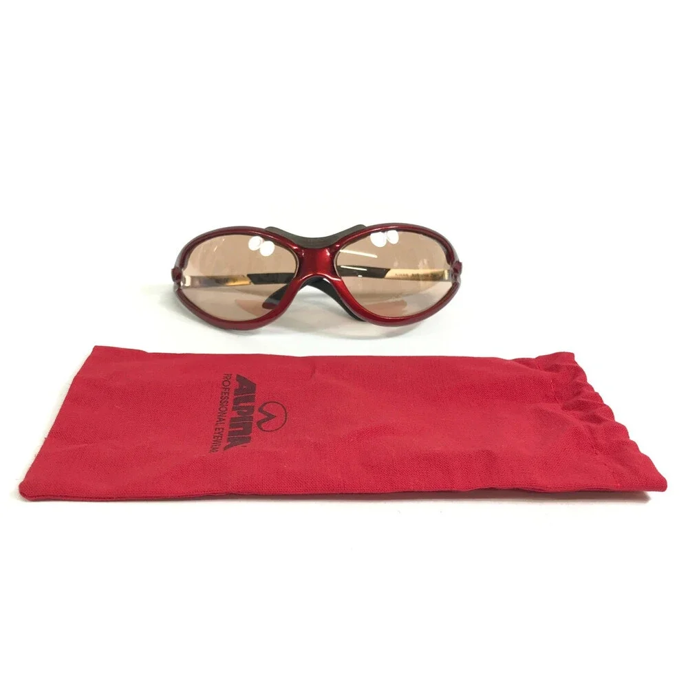 Vintage Alpina Sunglasses Airframe Zero 8.0750.20 S1 Red Silver Light Red Lenses